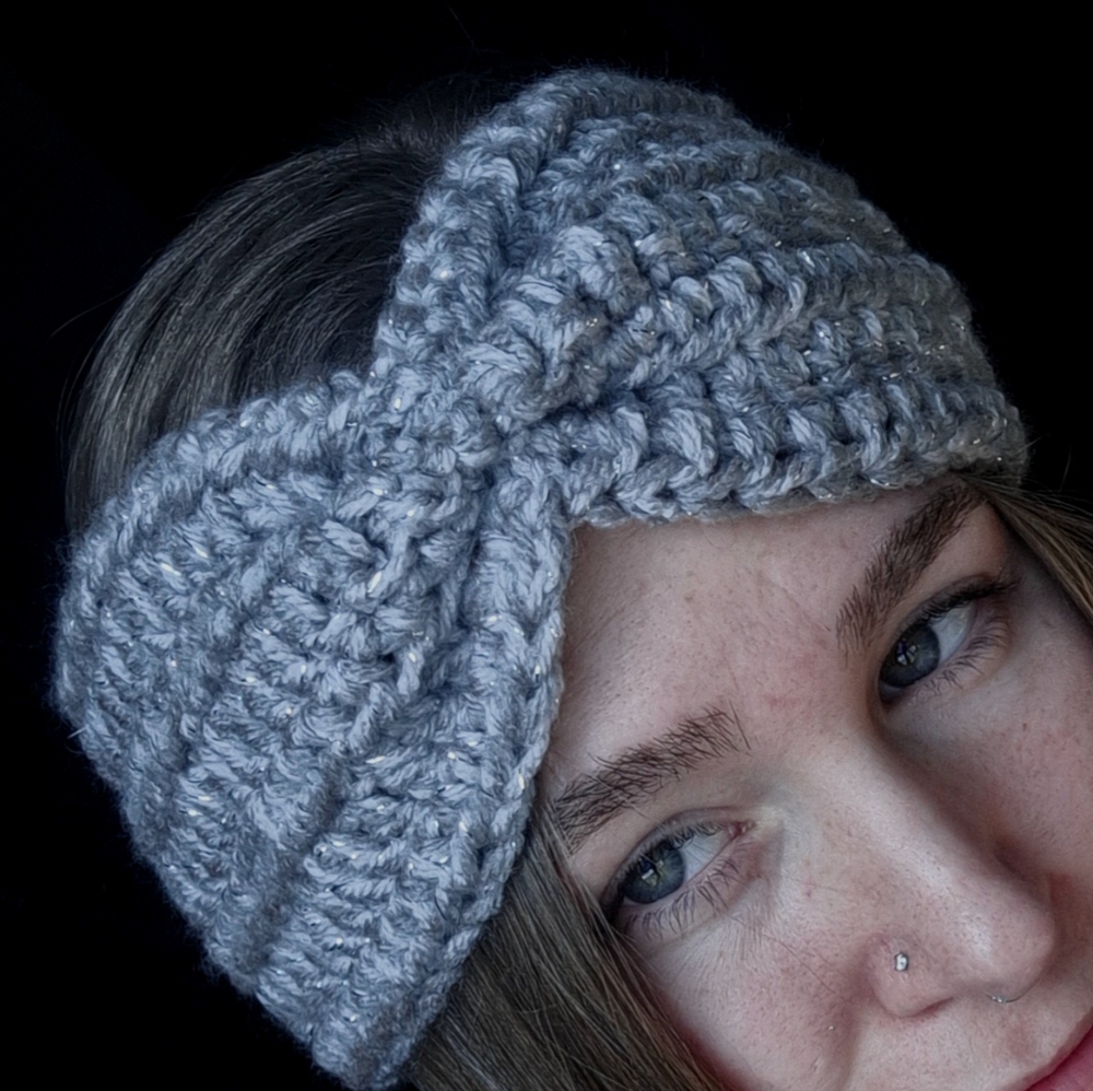 Handmade Gray Sparkle Crochet Headband